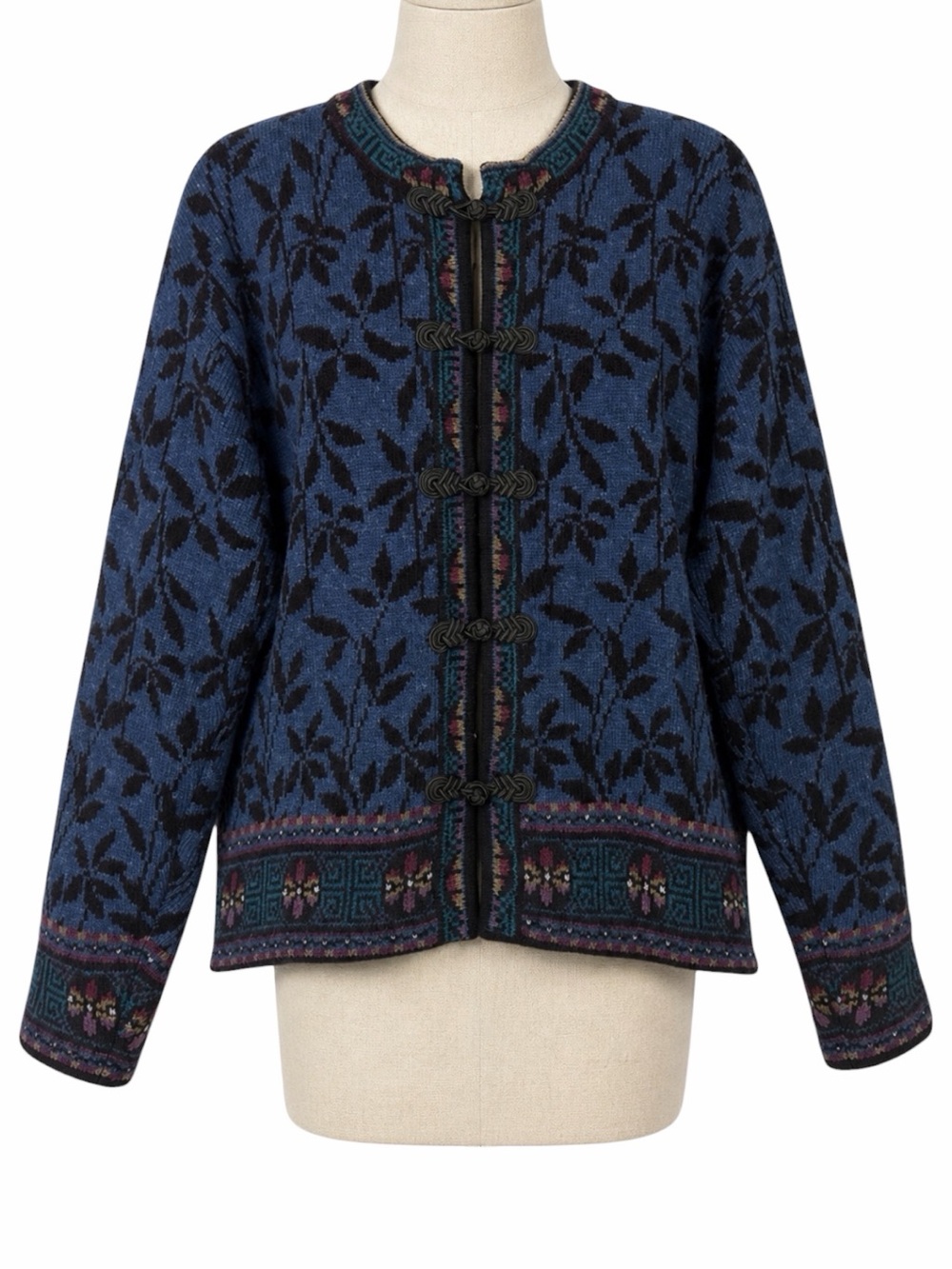 Icelandic Design Nordic Knit Toggle Cardigan Sweater Women's Med Blue Artisan